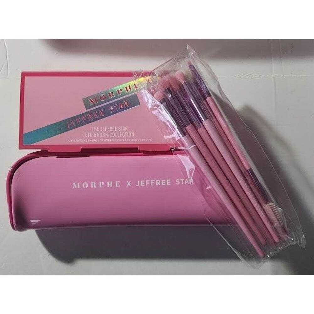 Morphe X Jeffree Star The Eye Brush Collection Case Set of 10 Pink Bag NIP Disc
